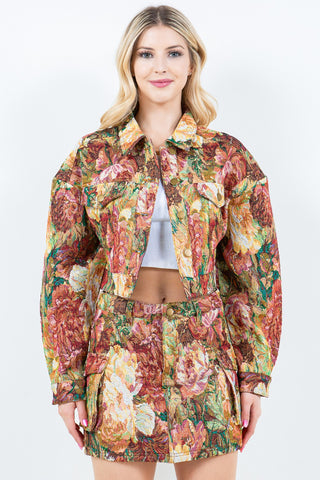 Shop American Bazi Jacquard Cargo Cropped Jacket - High-Quality U.S. Made Women’s Fashion with Free Fast Shipping