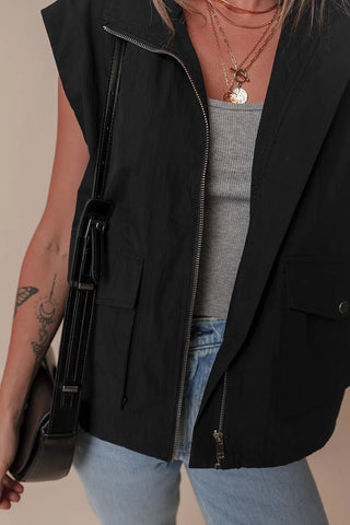 Shop Pocketed Zip Up Vest Coat - High-Quality U.S. Made Women’s Fashion with Free Fast Shipping