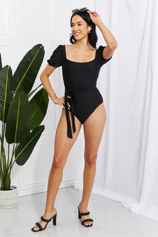 Shop Marina West Swim Salty Air Puff Sleeve One-Piece in Black - High-Quality U.S. Made Women’s Fashion with Free Fast Shipping