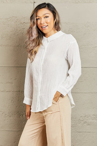 Shop Petal Dew Take Me Out Lightweight Button Down Top - High-Quality U.S. Made Women’s Fashion with Free & Fast Shipping