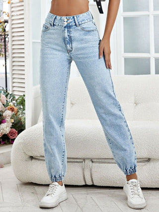 Shop Light High Waist Jeans with Pockets - High-Quality U.S. Made Women’s Fashion with Free & Fast Shipping