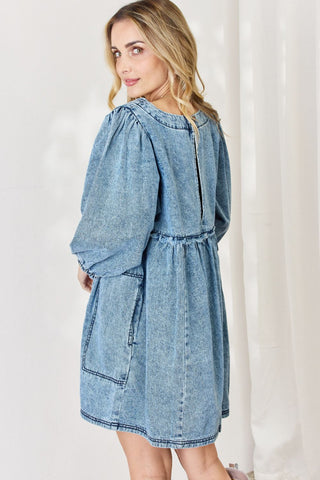 Shop HEYSON Full Size Oversized Denim Babydoll Dress - High-Quality U.S. Made Women’s Fashion with Free Fast Shipping