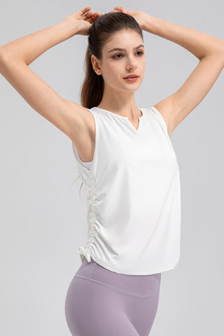 Shop White Notched Wide Strap Active Tank - High-Quality U.S. Made Women’s Fashion with Free & Fast Shipping