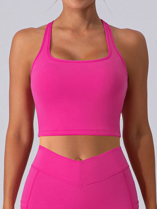 Shop Hot Pink Square Neck Racerback Cropped Tank - High-Quality U.S. Made Women’s Fashion with Free & Fast Shipping