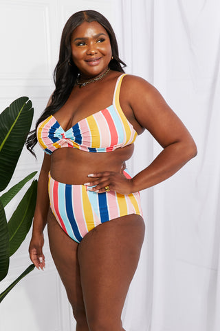 Shop Marina West Swim Take A Dip Twist High-Rise Bikini in Stripe - High-Quality U.S. Made Women’s Fashion with Free & Fast Shipping