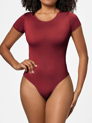 Shop Full Size Round Neck Short Sleeve Bodysuit - High-Quality U.S. Made Women’s Fashion with Free & Fast Shipping