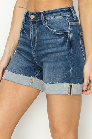 Shop RISEN High Rise Cuffed Denim Shorts - High-Quality U.S. Made Women’s Fashion with Free & Fast Shipping