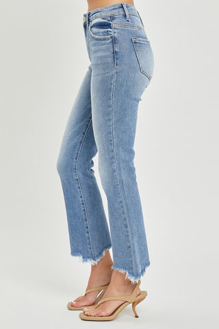 Shop RISEN Full Size Frayed Hem Cropped Straight Jeans - High-Quality U.S. Made Women’s Fashion with Free & Fast Shipping