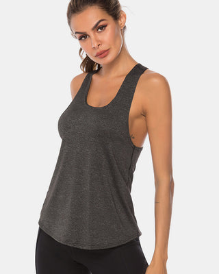 Shop Full Size Scoop Neck Wide Strap Active Tank - High-Quality U.S. Made Women’s Fashion with Free & Fast Shipping