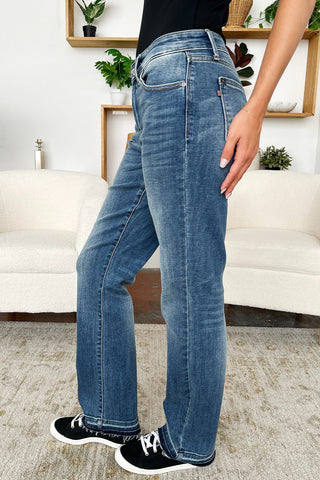 Shop Judy Blue Full Size Mid Rise Release Hem Jeans - High-Quality U.S. Made Women’s Fashion with Free & Fast Shipping