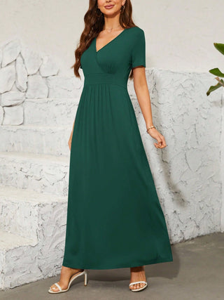 Shop Surplice Short Sleeve Maxi Dress - High-Quality U.S. Made Women’s Fashion with Free Fast Shipping