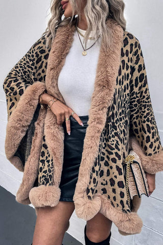 Shop Leopard Open Front Poncho - High-Quality U.S. Made Women’s Fashion with Free Fast Shipping