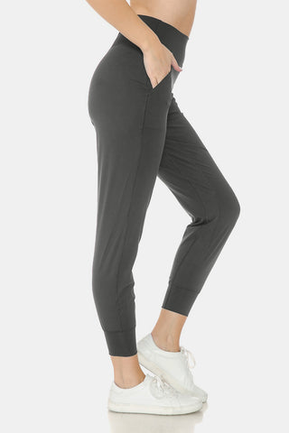 Shop Leggings Depot Wide Waistband Slim Active Joggers - High-Quality U.S. Made Women’s Fashion with Free & Fast Shipping