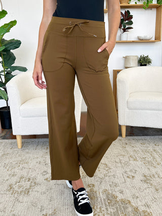 Shop Drawstring Waist Wide Leg Sports Pants with Pockets - High-Quality U.S. Made Women’s Fashion with Free & Fast Shipping