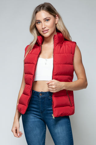 Shop Red Snobbish Zip Up Turtleneck Vest with Pockets - High-Quality U.S. Made Women’s Fashion with Free & Fast Shipping