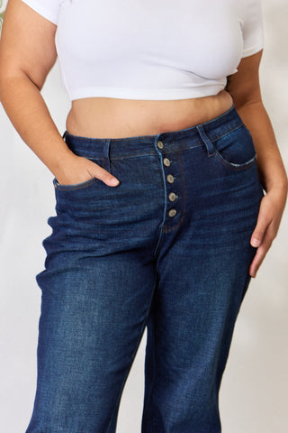 Shop Judy Blue Full Size Button-Fly Straight Jeans - High-Quality U.S. Made Women’s Fashion with Free & Fast Shipping