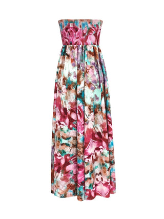 Shop Smocked Printed Sleeveless Maxi Dress - High-Quality U.S. Made Women’s Fashion with Free Fast Shipping