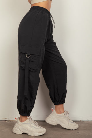 Shop VERY J Elastic Waist Woven Cargo Pants - High-Quality U.S. Made Women’s Fashion with Free & Fast Shipping