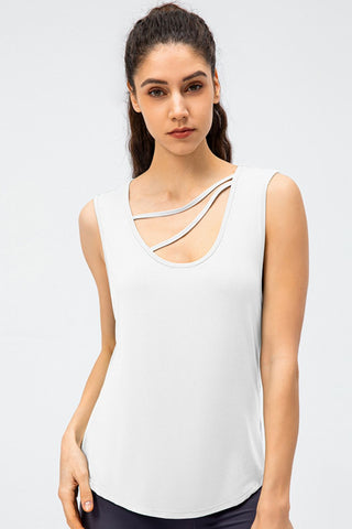 Shop White Cutout Reversible Active Tank - High-Quality U.S. Made Women’s Fashion with Free & Fast Shipping