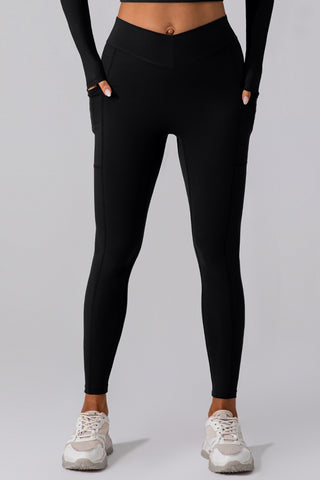 Shop Black High Waist Active Leggings with Pockets - High-Quality U.S. Made Women’s Fashion with Free & Fast Shipping