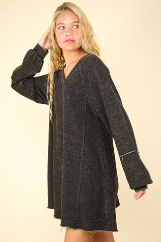 Shop VERY J Mineral Washed Oversized A-Line Mini Dress - High-Quality U.S. Made Women’s Fashion with Free & Fast Shipping