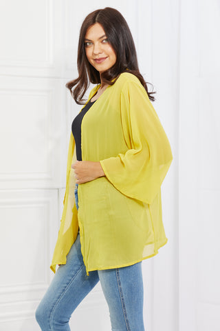 Shop Melody Just Breathe Full Size Chiffon Kimono in Yellow - High-Quality U.S. Made Women’s Fashion with Free & Fast Shipping