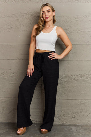 Shop GeeGee Dainty Delights Textured High Waisted Pant in Black - High-Quality U.S. Made Women’s Fashion with Free & Fast Shipping