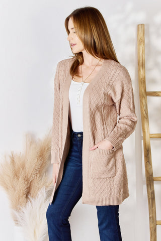 Shop Hailey & Co Full Size Cable-Knit Pocketed Cardigan - High-Quality U.S. Made Women’s Fashion with Free & Fast Shipping