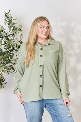 Shop Heimish Full Size Button Down Long Sleeve Shirt - High-Quality U.S. Made Women’s Fashion with Free & Fast Shipping