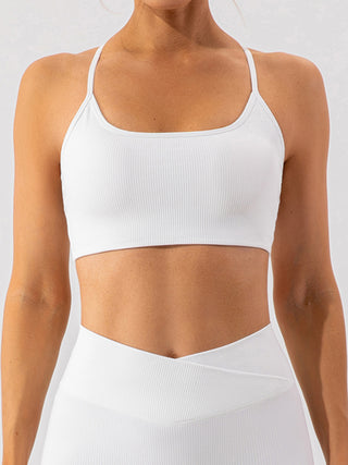 Shop White Spaghetti Strap Active Bra - High-Quality U.S. Made Women’s Fashion with Free & Fast Shipping