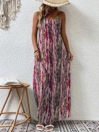 Shop Full Size Printed Scoop Neck Maxi Cami Dress - High-Quality U.S. Made Women’s Fashion with Free Fast Shipping