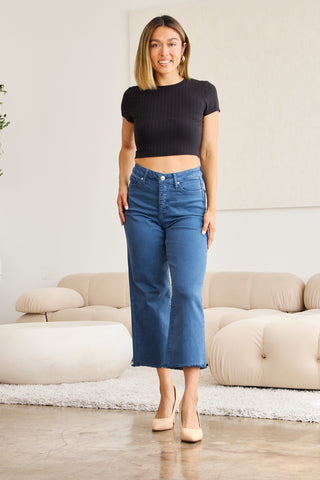 Shop RFM Crop Chloe Full Size Tummy Control High Waist Raw Hem Jeans - High-Quality U.S. Made Women’s Fashion with Free & Fast Shipping