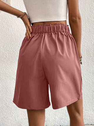 Shop Pocketed Half Elastic Waist Shorts - High-Quality U.S. Made Women’s Fashion with Free & Fast Shipping