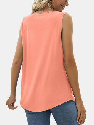 Shop Ruched Square Neck Tank - High-Quality U.S. Made Women’s Fashion with Free & Fast Shipping