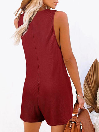 Shop Full Size Pocketed Scoop Neck Sleeveless Romper - High-Quality U.S. Made Women’s Fashion with Free & Fast Shipping