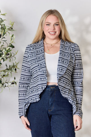 Shop Heimish Full Size Open Front Printed Blazer - High-Quality U.S. Made Women’s Fashion with Free & Fast Shipping