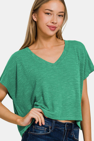 Shop Zenana V-Neck Short Sleeve T-Shirt - High-Quality U.S. Made Women’s Fashion with Free & Fast Shipping