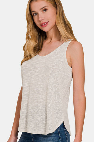 Shop Zenana Curved Hem Round Neck Tank - High-Quality U.S. Made Women’s Fashion with Free Fast Shipping