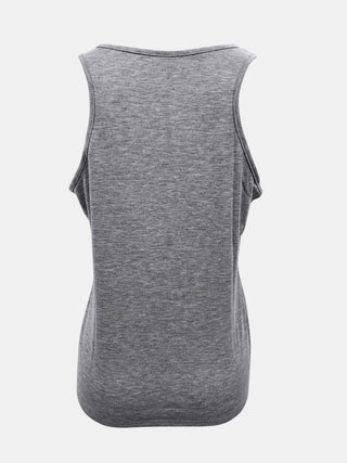 Shop Full Size Quarter Snap Scoop Neck Tank - High-Quality U.S. Made Women’s Fashion with Free Fast Shipping