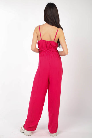 Shop VERY J Pintuck Detail Woven Sleeveless Jumpsuit - High-Quality U.S. Made Women’s Fashion with Free & Fast Shipping