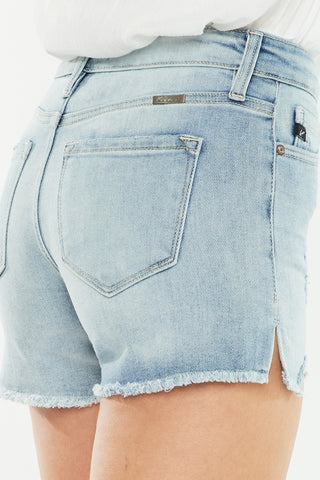 Shop Kancan High Rise Side Slit Denim Shorts - High-Quality U.S. Made Women’s Fashion with Free & Fast Shipping