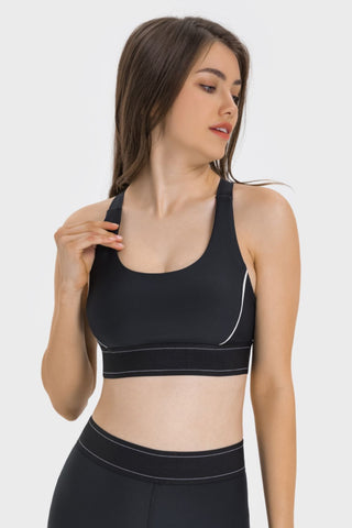 Shop Black Millennia Contrast Sports Bra - High-Quality U.S. Made Women’s Fashion with Free & Fast Shipping