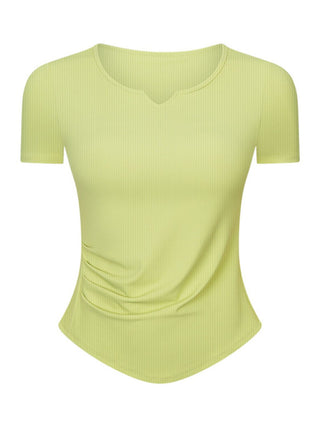 Shop Millennia Notched Short Sleeve Active T-Shirt - High-Quality U.S. Made Women’s Fashion with Free & Fast Shipping