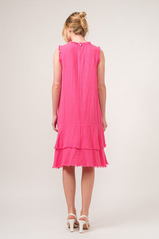 Shop And The Why Washed Fringe Detail Tiered Dress - High-Quality U.S. Made Women’s Fashion with Free & Fast Shipping