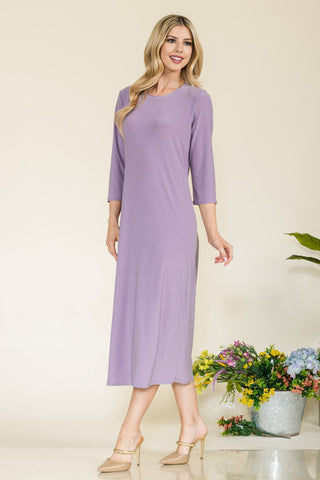 Shop Celeste Full Size Round Neck Midi Dress - High-Quality U.S. Made Women’s Fashion with Free & Fast Shipping