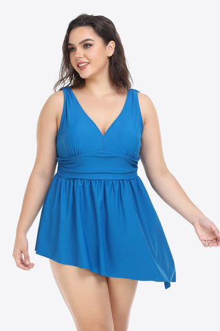 Shop Plus Size Plunge Sleeveless Two-Piece Swimsuit - High-Quality U.S. Made Women’s Fashion with Free Fast Shipping