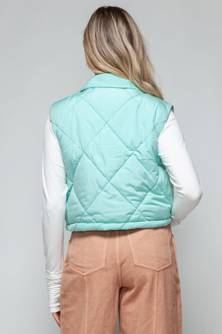 Shop Snobbish Snap Down Quilted Crop Vest - High-Quality U.S. Made Women’s Fashion with Free & Fast Shipping