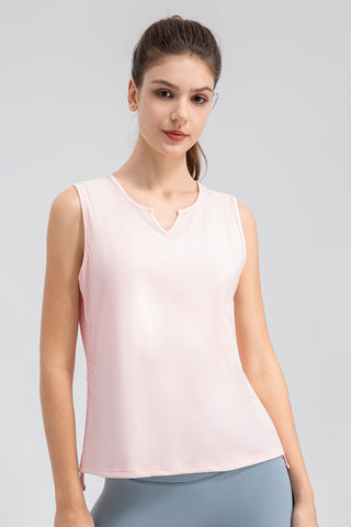 Shop Blush Pink Notched Wide Strap Active Tank - High-Quality U.S. Made Women’s Fashion with Free & Fast Shipping