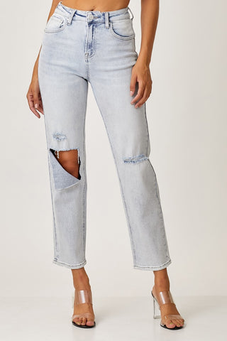 Shop RISEN High Rise Distressed Relaxed Jeans - High-Quality U.S. Made Women’s Fashion with Free Fast Shipping