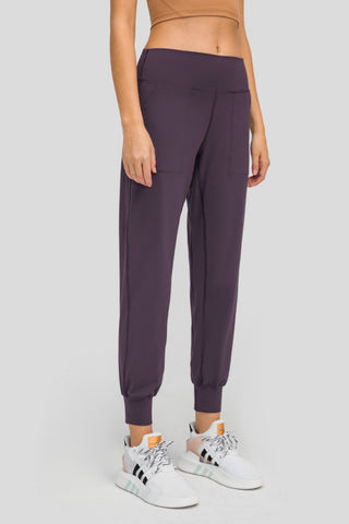 Shop Purple Wide Waistband Slant Pocket Pants - High-Quality U.S. Made Women’s Fashion with Free & Fast Shipping